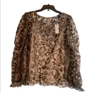 Eva Franco Anthropologie Sheer Leopard Top NWT
